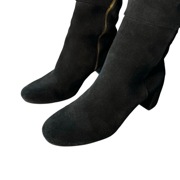 Womens Black Suede Over the Knee Boots 6.5 City Whimsigoth Party‎ Cocktail - Picture 5 of 14
